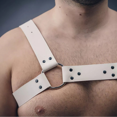 a sexy man in white Men’s White Flag Bulldog Harness – pridevoyageshop.com – gay men’s harness, lingerie and fetish wear