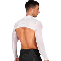a sexy man in white Ringleader O-Ring Mesh Bolero - pridevoyageshop.com - gay men’s harness, lingerie and fetish wear