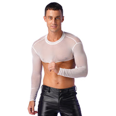a sexy man in white Underline Sheer Mesh Shrug - pridevoyageshop.com - gay men’s harness, lingerie and fetish wear