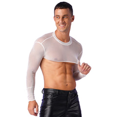 a sexy man in white Underline Sheer Mesh Shrug - pridevoyageshop.com - gay men’s harness, lingerie and fetish wear