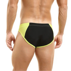 a sexy man in yellow Men’s Zip Me Up, Boy Swim Briefs - pridevoyageshop.com - gay men’s sexy swim briefs, trunks, board shorts, and bikinis