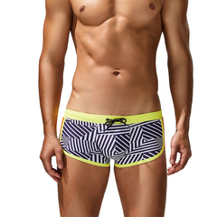 a sexy man in yellow side SEOBEAN Men’s Obey the Stripe Low Rise Swim Trunks – pridevoyageshop.com – gay men’s sexy swim briefs, trunks, board shorts, and bikinis