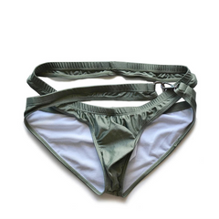 army green DM Mens Hook & Dive Double-Strap Swim Brief - pridevoyageshop.com - gay men’s thongs, boxers, briefs and jockstraps