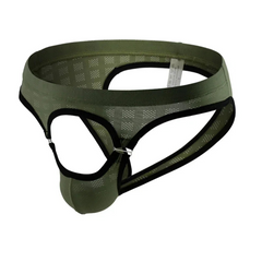 army green Men’s Mesh Cutout Jockstrap - pridevoyageshop.com - gay men’s thongs, boxers, briefs and jockstraps