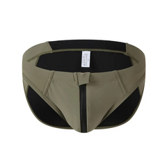 army green Men’s Zip Me Up, Boy Swim Briefs - pridevoyageshop.com - gay men’s sexy swim briefs, trunks, board shorts, and bikinis