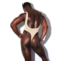 a sexy gay man beige Extreme Thong Bodysuit - Men's Singlets, Bodysuits, Leotard & Unitard - pridevoyageshop.com