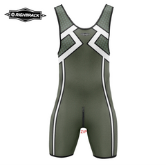 Olive Green Bulldog Puppy Play Wrestling Singlet with Zipper – Alpha Edition from Pridevoyageshop