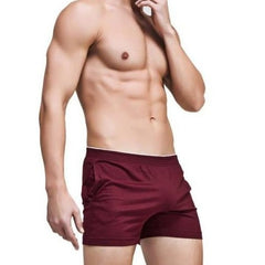 a hot gay man in wine red Solid Skinny Sweat Shorts | Gay Loungewear & Shorts - pridevoyageshop.com - gay pajamas, gay loungewear, gay sleepwear