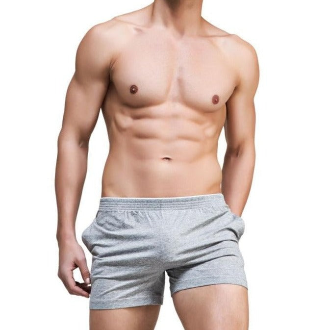 a hot gay man in gray Solid Skinny Sweat Shorts | Gay Loungewear & Shorts - pridevoyageshop.com - gay pajamas, gay loungewear, gay sleepwear