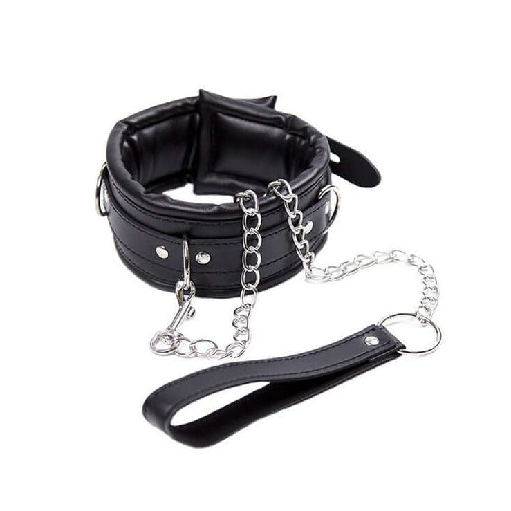 black Lust Puppy Padded Collar & Chain Leash - pridevoyageshop.com - gay men’s bodystocking, lingerie, fishnet and fetish wear