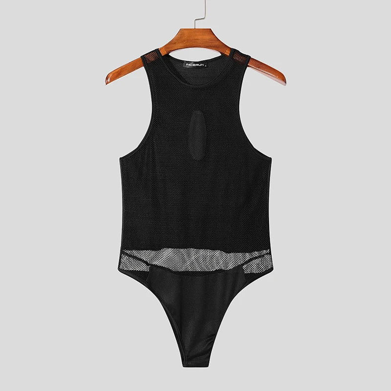 black Anonymous Mesh Thong Body – pridevoyageshopcom – gay mens clubwear mesh tanks crop tops fashion tops partywear activewear