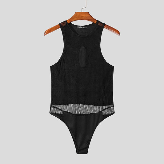 black Anonymous Mesh Thong Body – pridevoyageshopcom – gay mens clubwear mesh tanks crop tops fashion tops partywear activewear
