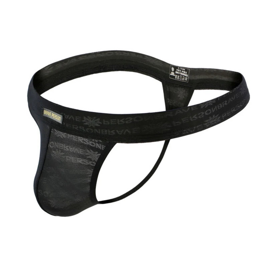 black BRAVE PERSON Men’s Sheer Temptation Thong - pridevoyageshop.com - gay men’s thongs, boxers, briefs and jockstraps