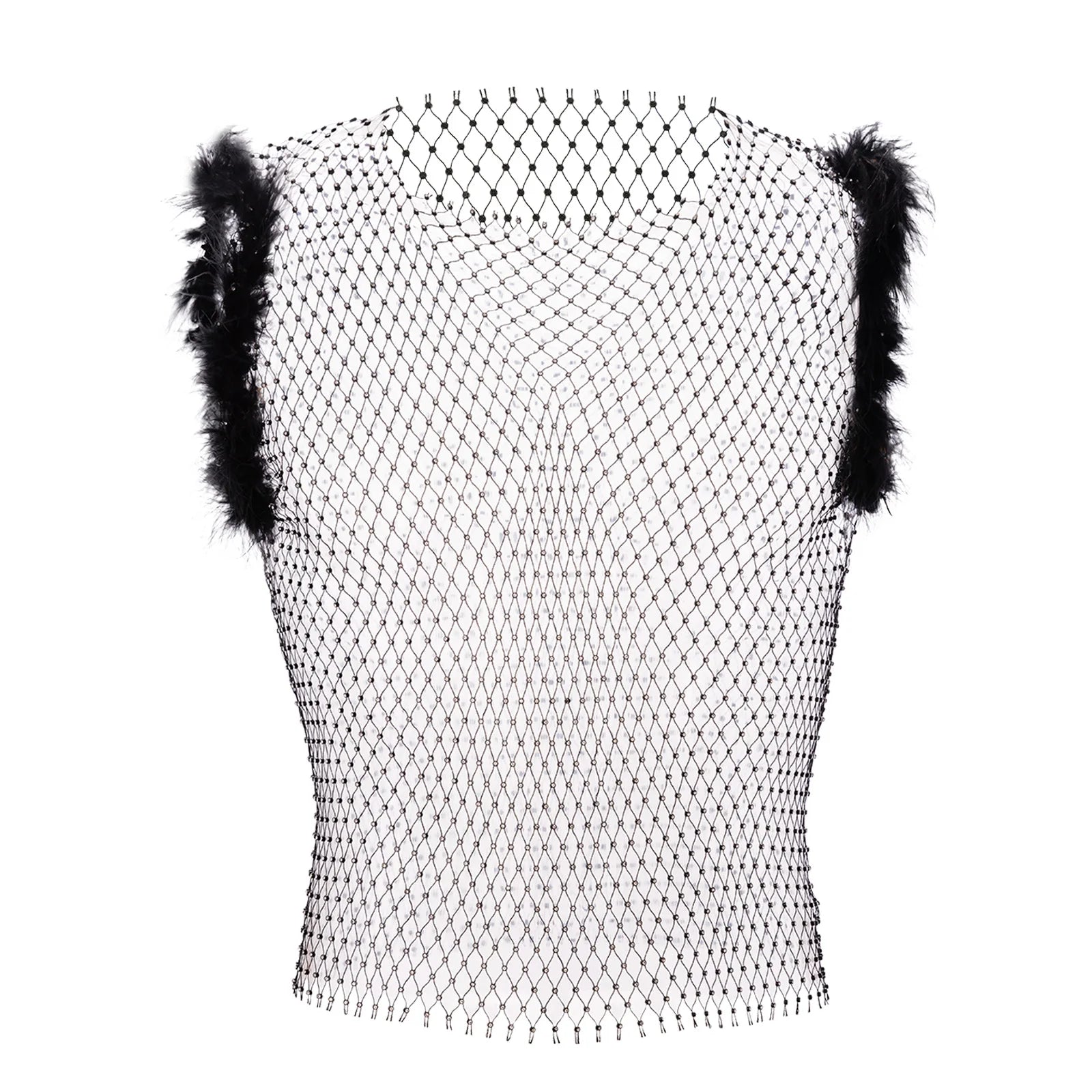 black Cherub Wing Feather Mesh Tank - pridevoyageshop.com - gay men’s harness, lingerie and fetish wear