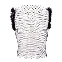 black Cherub Wing Feather Mesh Tank - pridevoyageshop.com - gay men’s harness, lingerie and fetish wear
