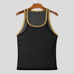 black Gogo Glaze Mesh Top – pridevoyageshopcom – gay mens clubwear mesh tanks crop tops fashion tops partywear activewear