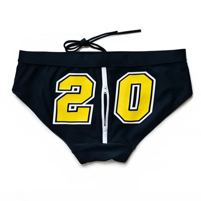 black Men’s Backdoor Access Zipper Swim Briefs - pridevoyageshop.com - gay men’s sexy swim briefs, trunks, board shorts, and bikinis