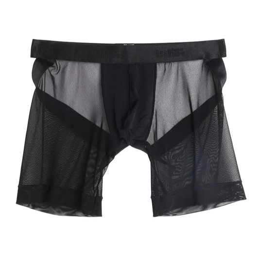 black Men's Bare Cheeks Sheer Jock Shorts