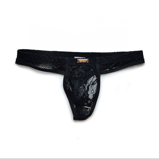 black Men’s D.M. Hidden Allure Lace Thong - pridevoyageshop.com - gay men’s thongs, boxers, briefs and jockstraps