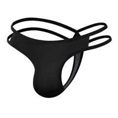 black Men’s Double-Strap Tease Thong - pridevoyageshop.com - gay men’s thongs, boxers, briefs and jockstraps