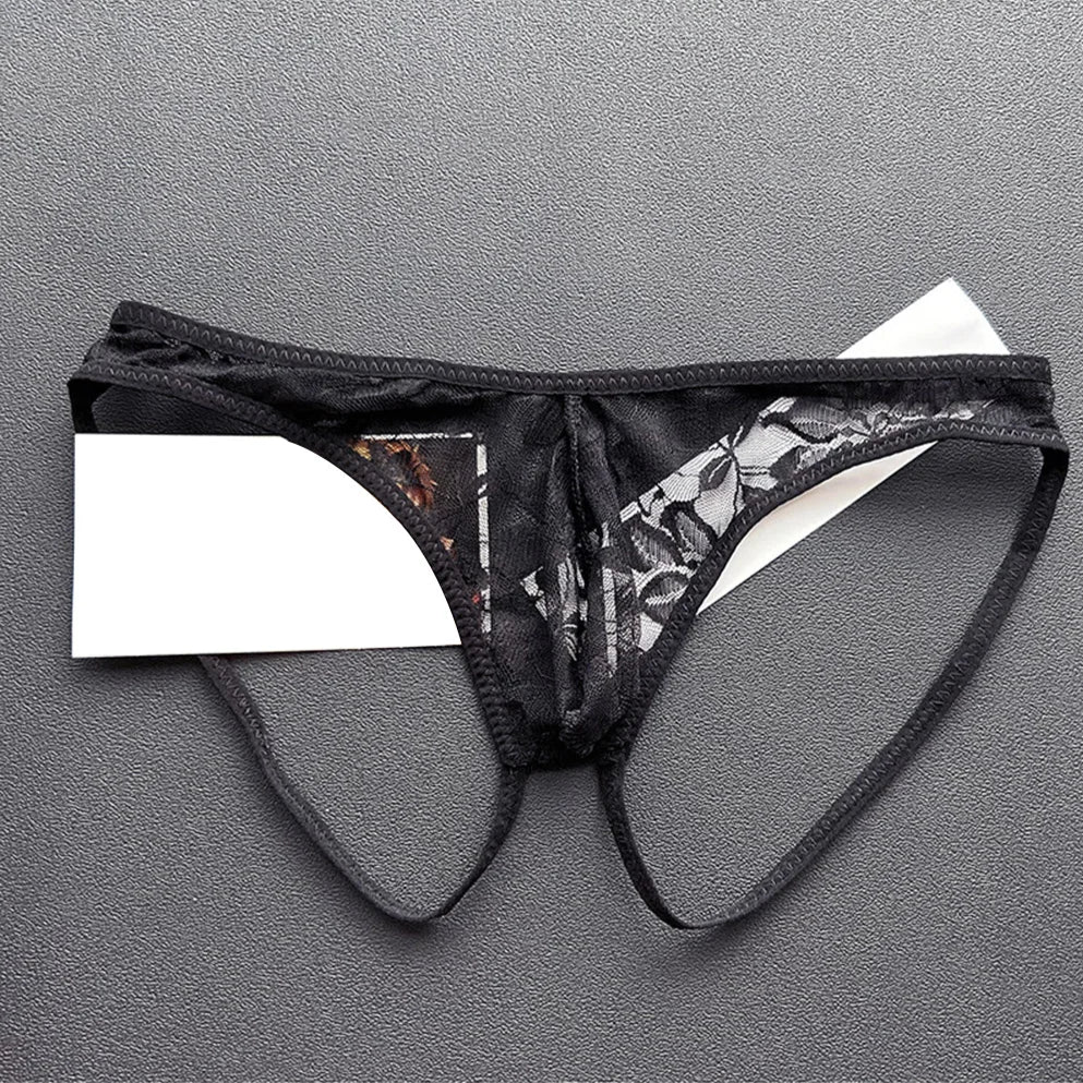 black Men’s Floral Sheer Lace Desire Jock - pridevoyageshop.com - gay men’s thongs, boxers, briefs and jockstraps