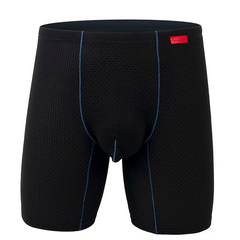 black Men's Glory Big Pouch Waffle-Knit Long Boxers - pridevoyageshop.com - gay men’s thongs, boxers, briefs and jockstraps