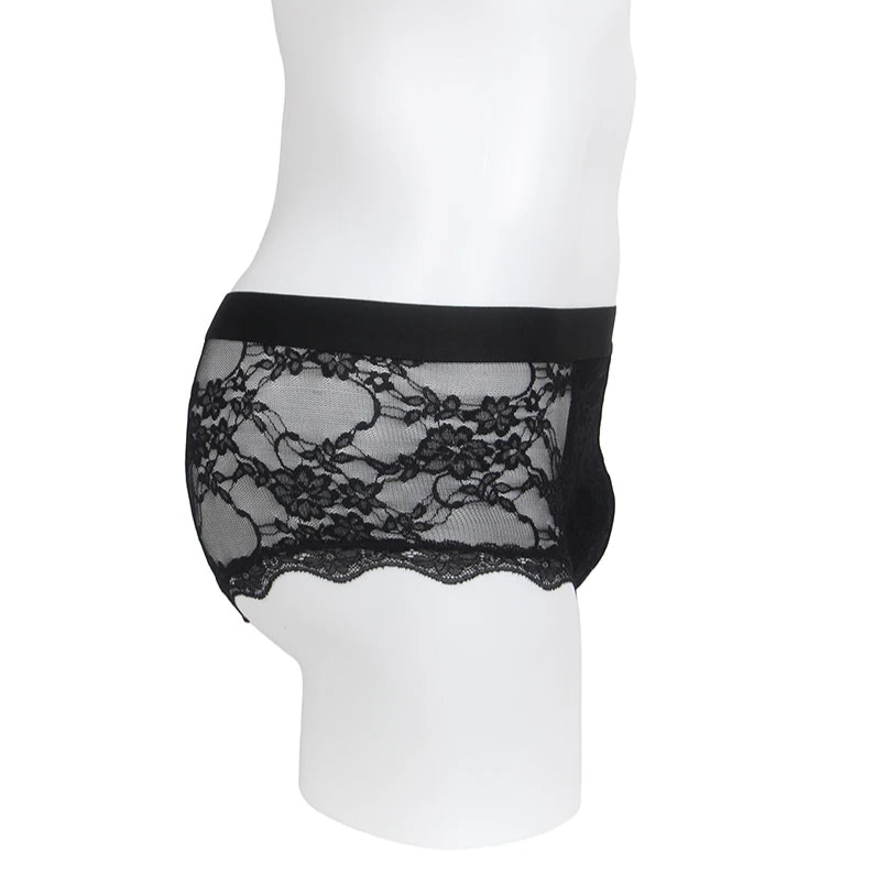 black Men’s Kinked Up Floral Lace Boxers - pridevoyageshop.com - gay men’s thongs, boxers, briefs and jockstraps