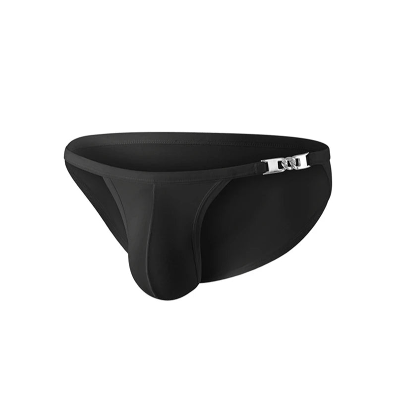 black Men’s Leashed at the Pool Swim Briefs - pridevoyageshop.com - gay men’s sexy swim briefs, trunks, board shorts, and bikinis
