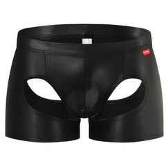 black Men’s Metallic Peephole Boxer - pridevoyageshop.com - gay men’s thongs, boxers, briefs and jockstraps