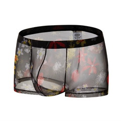 black Men’s Print See-Through Boxers - pridevoyageshop.com - gay men’s thongs, boxers, briefs and jockstraps