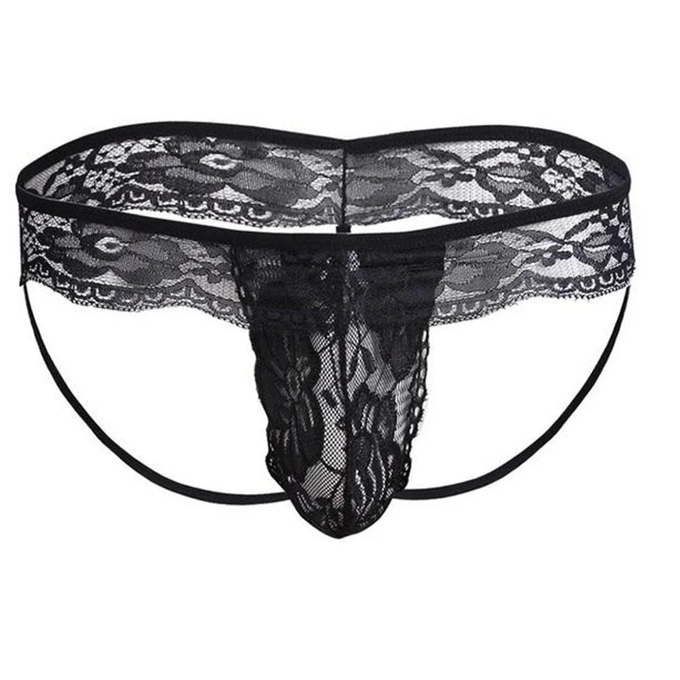 black Men's Queer Lace Cage Thong - pridevoyageshop.com - gay men’s thongs, boxers, briefs and jockstraps