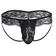black Men's Queer Lace Cage Thong - pridevoyageshop.com - gay men’s thongs, boxers, briefs and jockstraps
