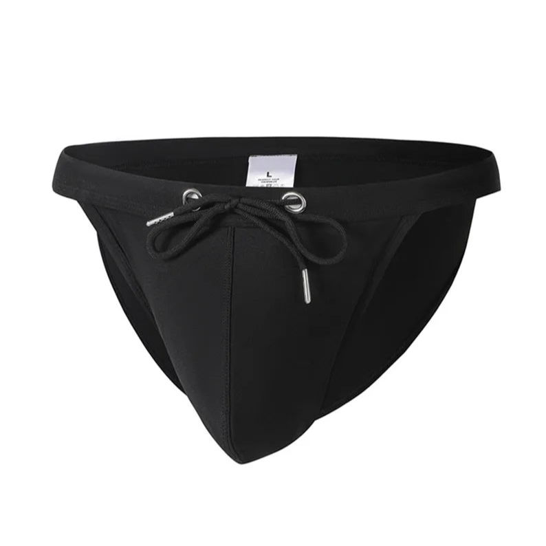 black Men’s Show Pony Drawstring Swim Briefs - pridevoyageshop.com - gay men’s sexy swim briefs, trunks, board shorts, and bikinis