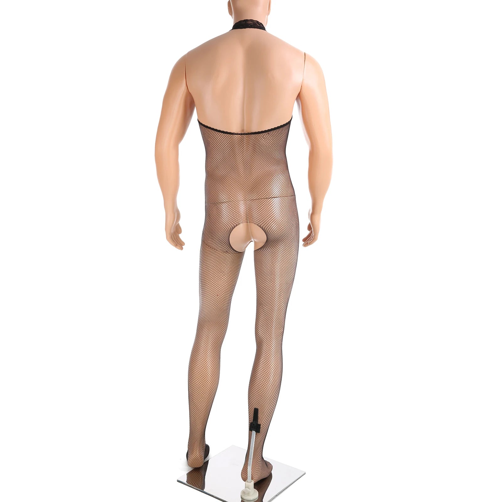 black Open Invite Halter Net Bodystocking - pridevoyageshop.com - gay men’s harness, lingerie and fetish wear