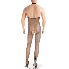 black Open Invite Halter Net Bodystocking - pridevoyageshop.com - gay men’s harness, lingerie and fetish wear
