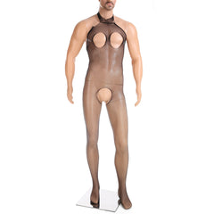 black Open Invite Halter Net Bodystocking - pridevoyageshop.com - gay men’s harness, lingerie and fetish wear