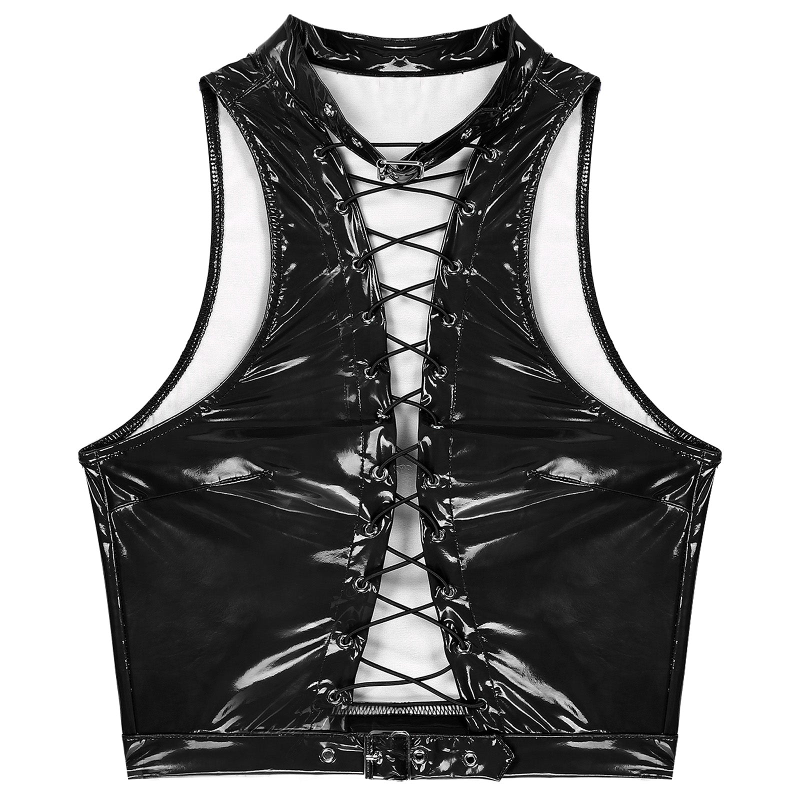 black Pageant Patent PVC Crop – pridevoyageshopcom – gay mens clubwear mesh tanks crop tops fashion tops partywear activewear

