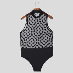 black Polka Lust Mock-Neck Sheer Body - pridevoyageshop.com - gay men’s harness, lingerie and fetish wear