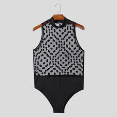 black Polka Lust Mock-Neck Sheer Body - pridevoyageshop.com - gay men’s harness, lingerie and fetish wear