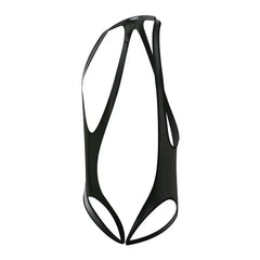 black Riot Cage Frame Singlet flat-lay featuring chest cage strap design and fitted singlet cut – pridevoyageshop.com – gay men’s harness, lingerie and fetish wear