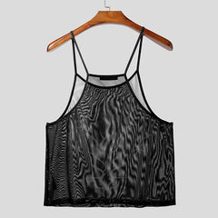 black Sin City Flame Mesh Cami - pridevoyageshop.com - gay men’s harness, lingerie and fetish wear