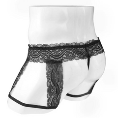 black Sinner’s Lace Garter Thongs  - pridevoyageshop.com - gay men’s thongs, boxers, briefs and jockstraps