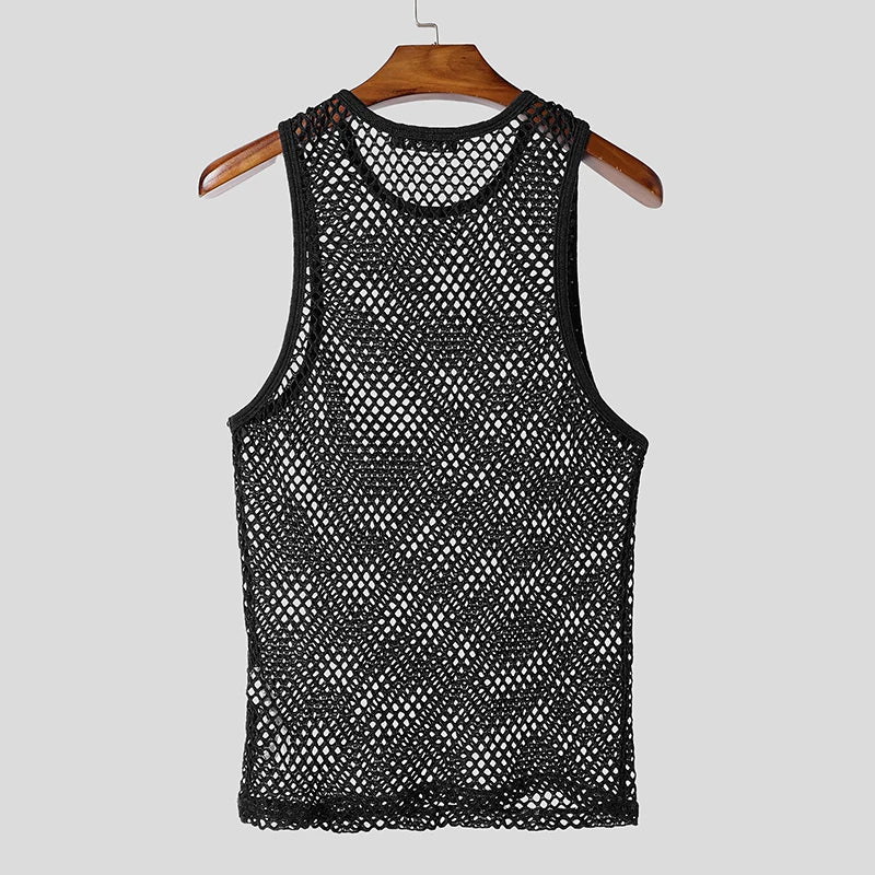 black Studded Showboi Mesh Tank – pridevoyageshopcom – gay mens clubwear mesh tanks crop tops fashion tops partywear activewear
