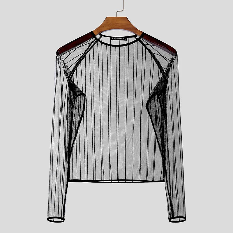 black Veiny Shaft Mesh Long Sleeve - pridevoyageshop.com - gay men’s harness, lingerie and fetish wear