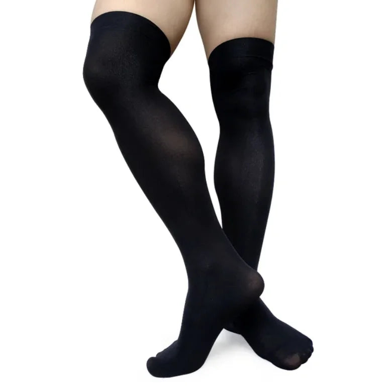 black thigh high mens hosiery legs crossed standing – pridevoyageshop.com – gay men’s hosiery thigh high socks mesh tank tops clubwear fashion tops activewear gym tank tops