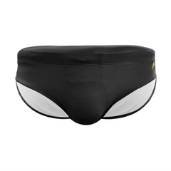black white Men’s Pride Rainbow Print Sexy Swim Briefs - pridevoyageshop.com - gay men’s sexy swim briefs, trunks, board shorts, and bikinis