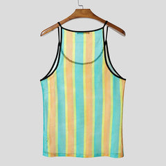 blue Boardwalk Candy Stripe Mesh Cami – pridevoyageshop.com – gay men’s harness, lingerie and fetish wear.