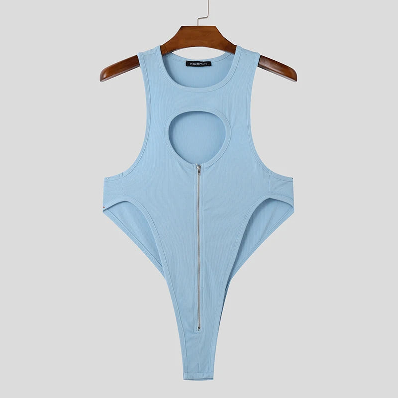 blue Chest Code Front-Zip Body - pridevoyageshop.com - gay men’s harness, lingerie and fetish wear