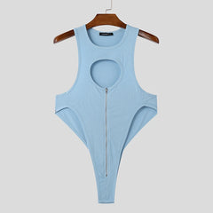 blue Chest Code Front-Zip Body - pridevoyageshop.com - gay men’s harness, lingerie and fetish wear