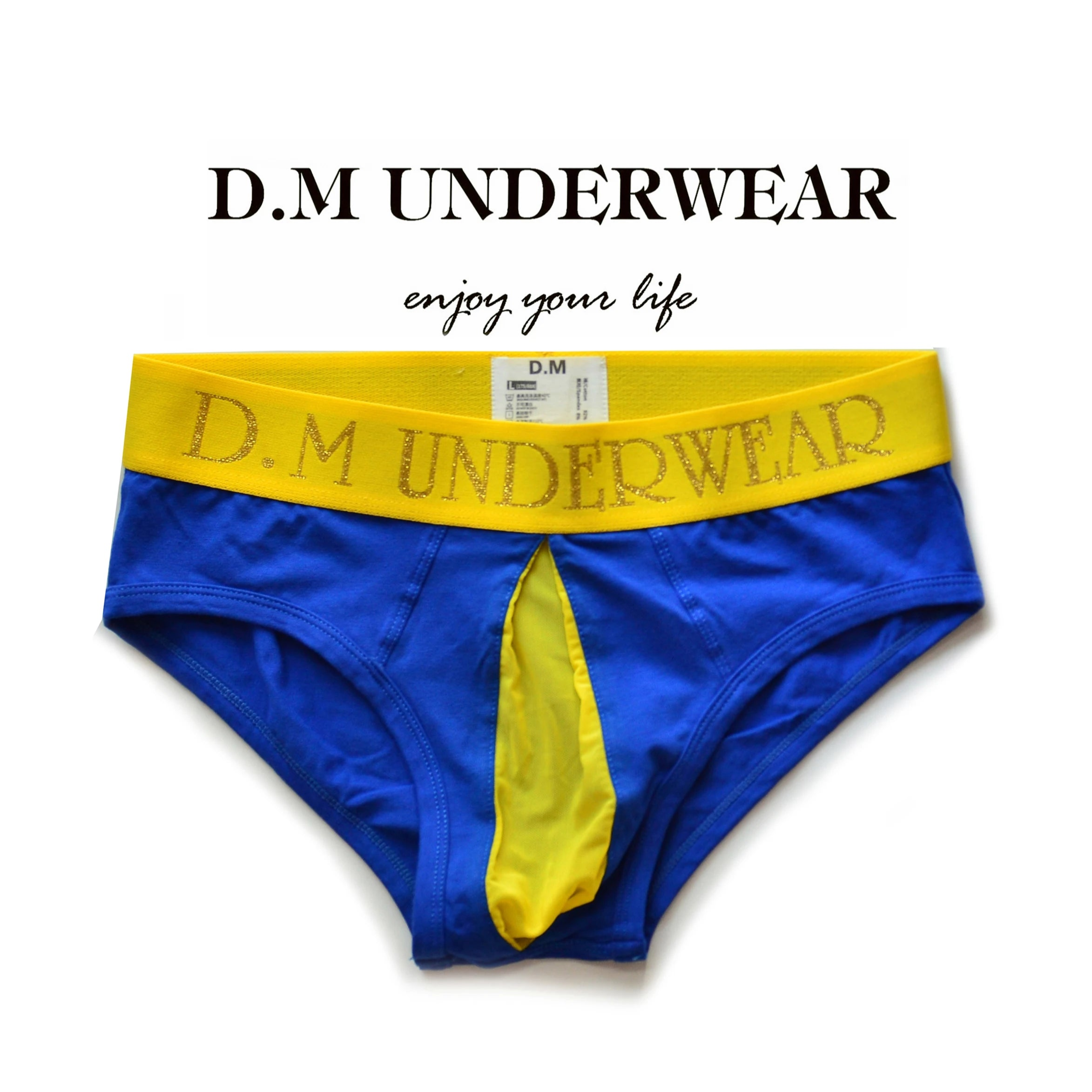blue DM Men’s Color Clash Mesh Peephole Briefs - pridevoyageshop.com - gay men’s thongs, boxers, briefs and jockstraps
